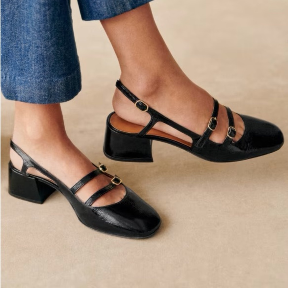 EUC Sezane Paula Babies Black Patent EU37 (Run Small)